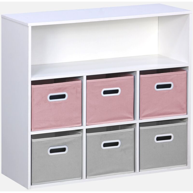 foto del prodotto sweeek libreria per bambini con 6 cestini in velluto