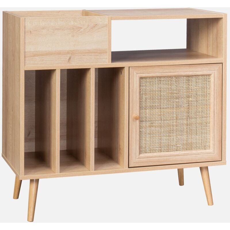 foto del prodotto sweeek mobile per vinili con decorazioni in canna e legno