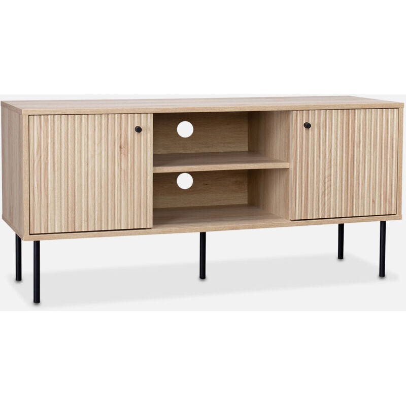 foto del prodotto sweeek mobile tv con decoro in legno scanalato, 120cm