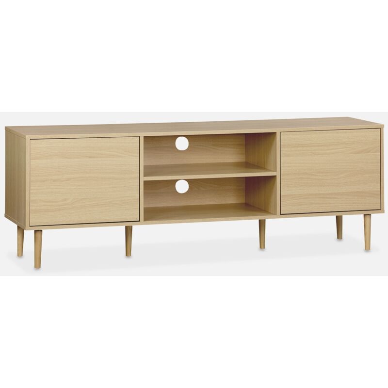 foto del prodotto sweeek mobile tv effetto legno, 3 ripiani e 2 ante, 160cm