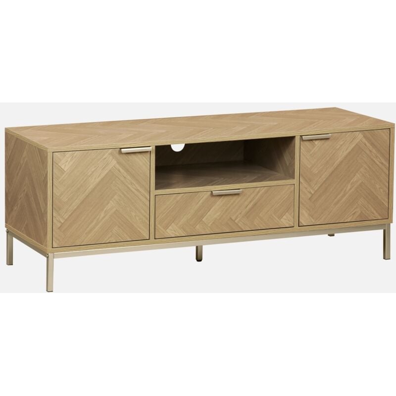 foto del prodotto sweeek mobile tv effetto legno a spina di pesce, 120cm