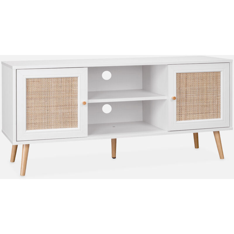 foto del prodotto sweeek mobile tv in cannage 2 livelli, 120cm