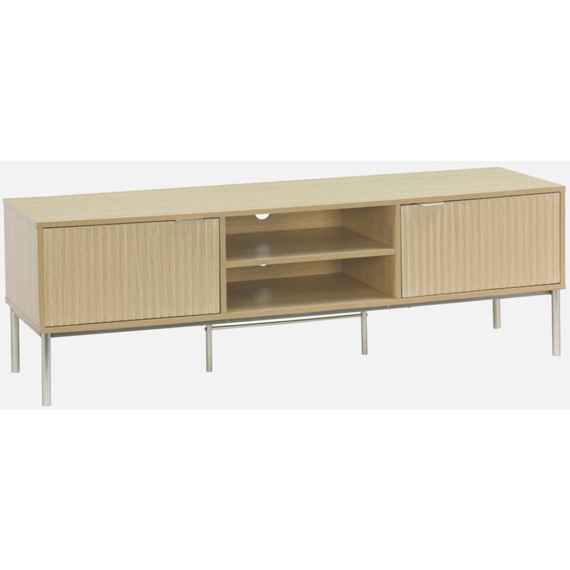 foto del prodotto sweeek mobile tv in legno e metallo scanalato, 2 ante, 160cm