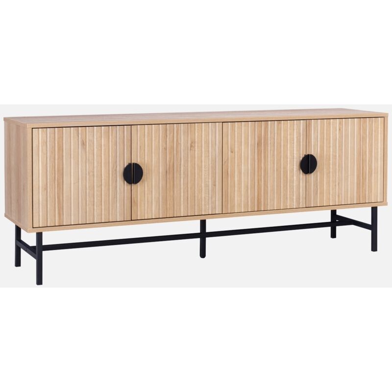 foto del prodotto sweeek mobile tv nero effetto legno scanalato, 160cm
