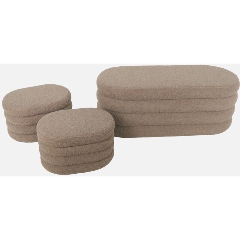 foto del prodotto sweeek panca contenitore con 2 pouf contenitori boucl 