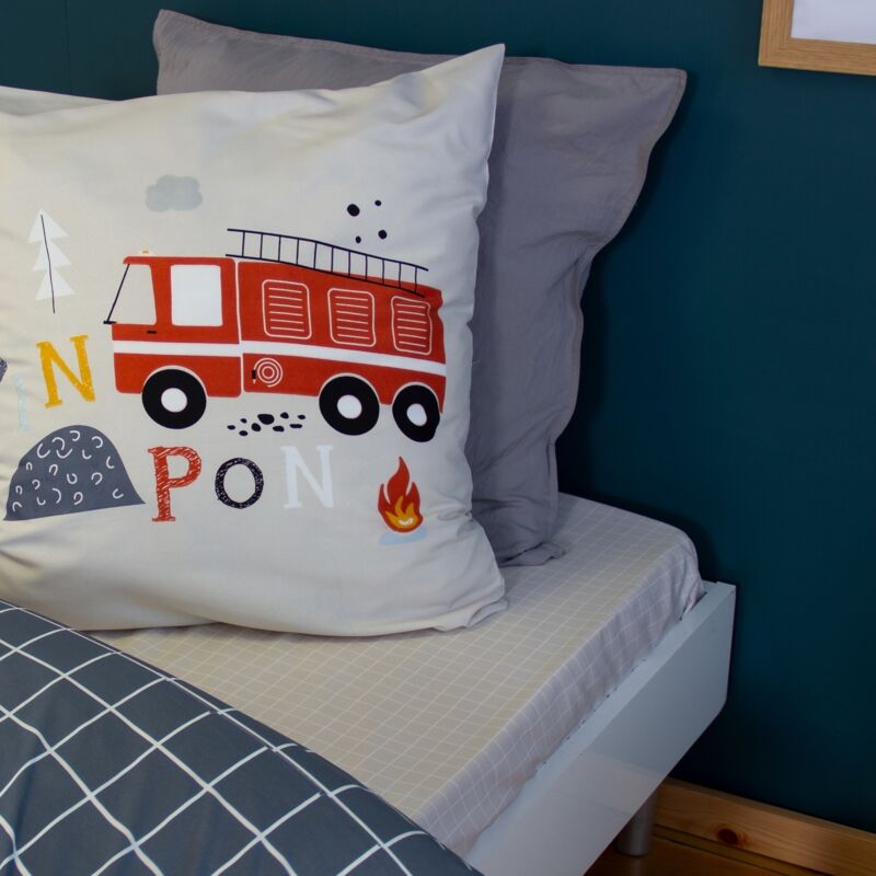 foto del prodotto sweeek parure da letto reversibile in microfibra stampato pompiere, 140cm