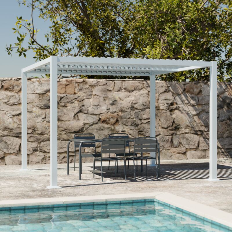 foto del prodotto sweeek pergola bioclimatica 3x3m alluminio e acciaio, lamelle orientabili
