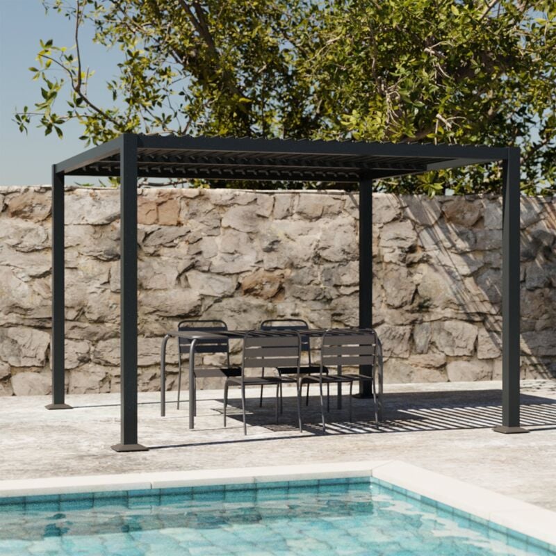 foto del prodotto sweeek pergola bioclimatica 3x3m alluminio e acciaio, lamelle orientabili