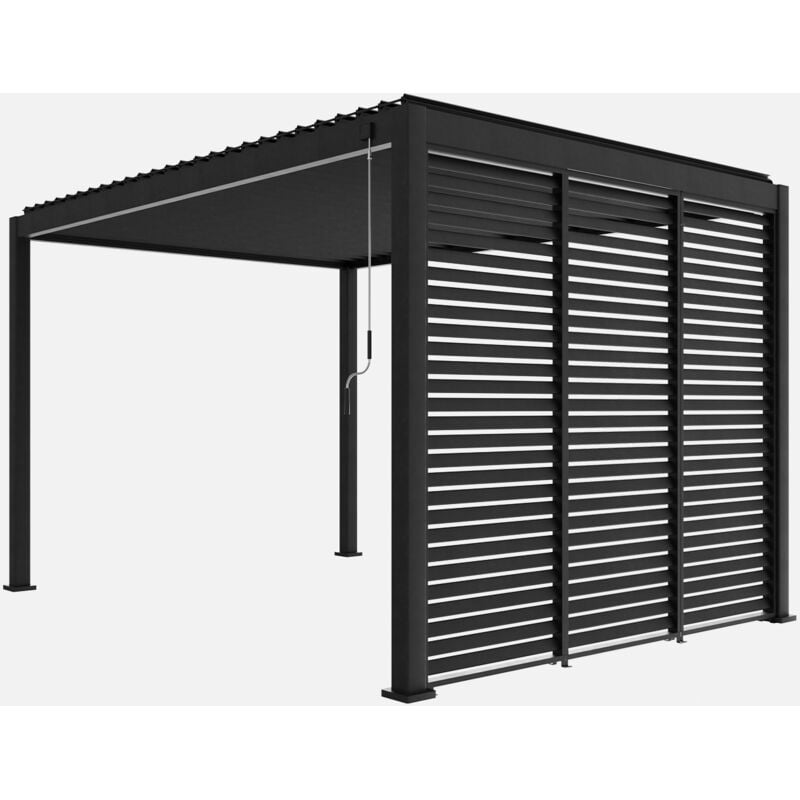 foto del prodotto sweeek pergola bioclimatica 3x4 in alluminio 3 tende da 100cm