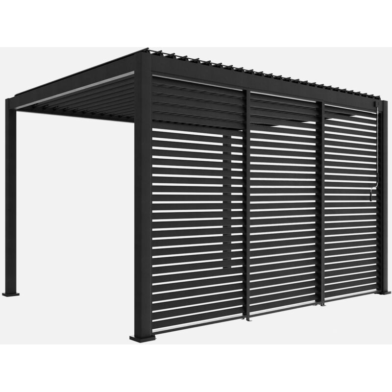 foto del prodotto sweeek pergola bioclimatica 3x4 in alluminio 3 tende da 130cm