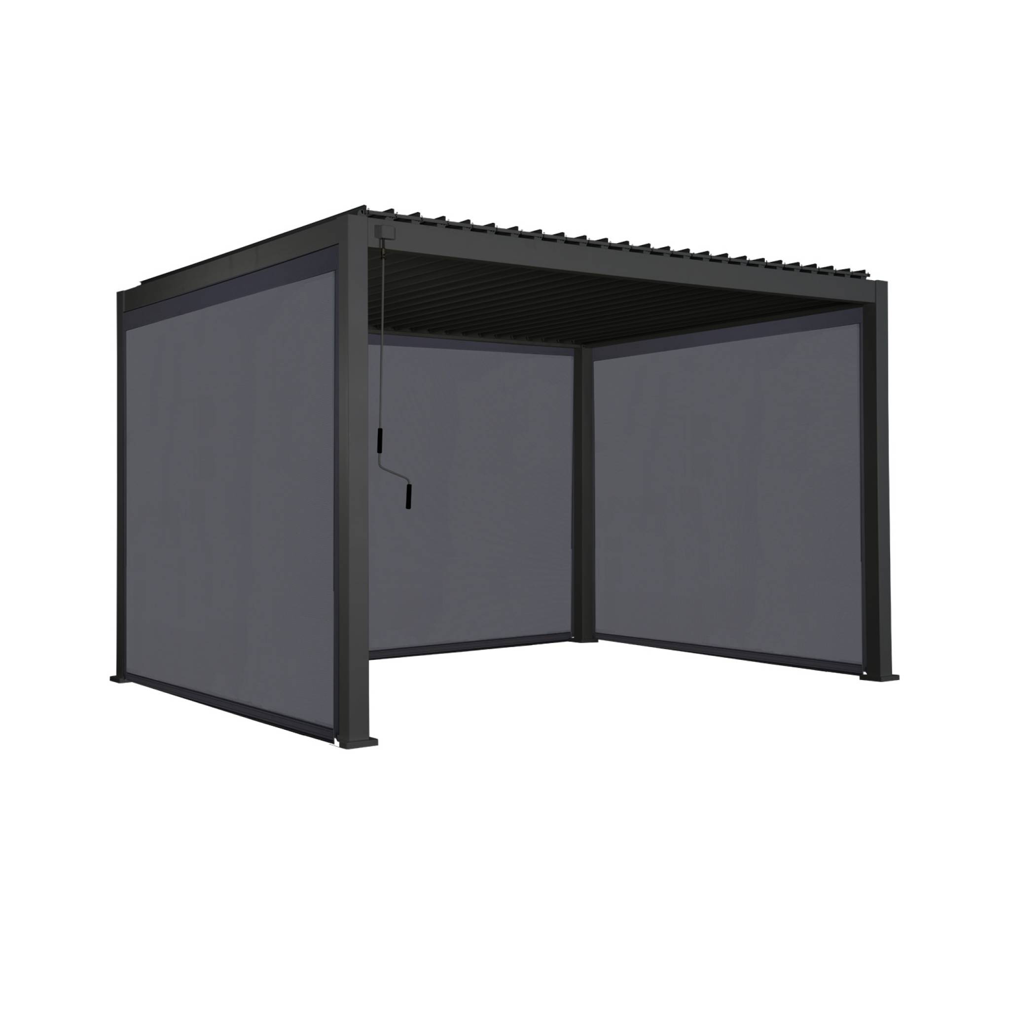 foto del prodotto sweeek pergola bioclimatica 3x4m in alluminio 2 tende da 3m 1 tenda da 4m