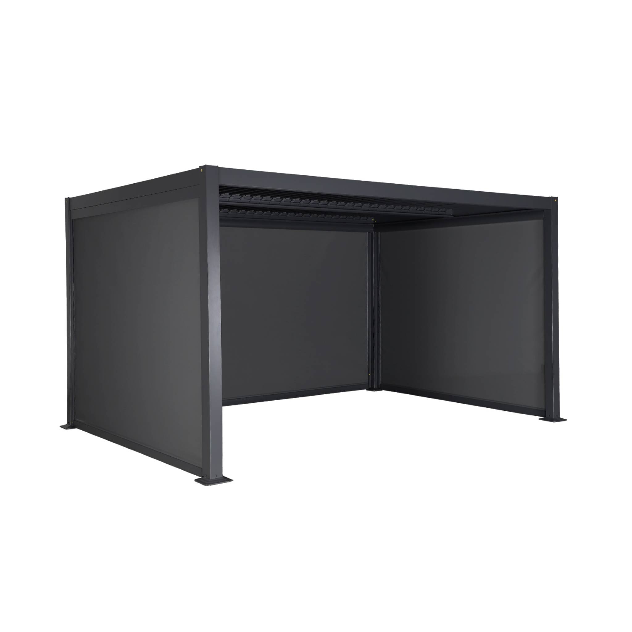 foto del prodotto sweeek pergola bioclimatica 3x4m in alluminio e acciaio 2 tende 3m 1 tenda 4m