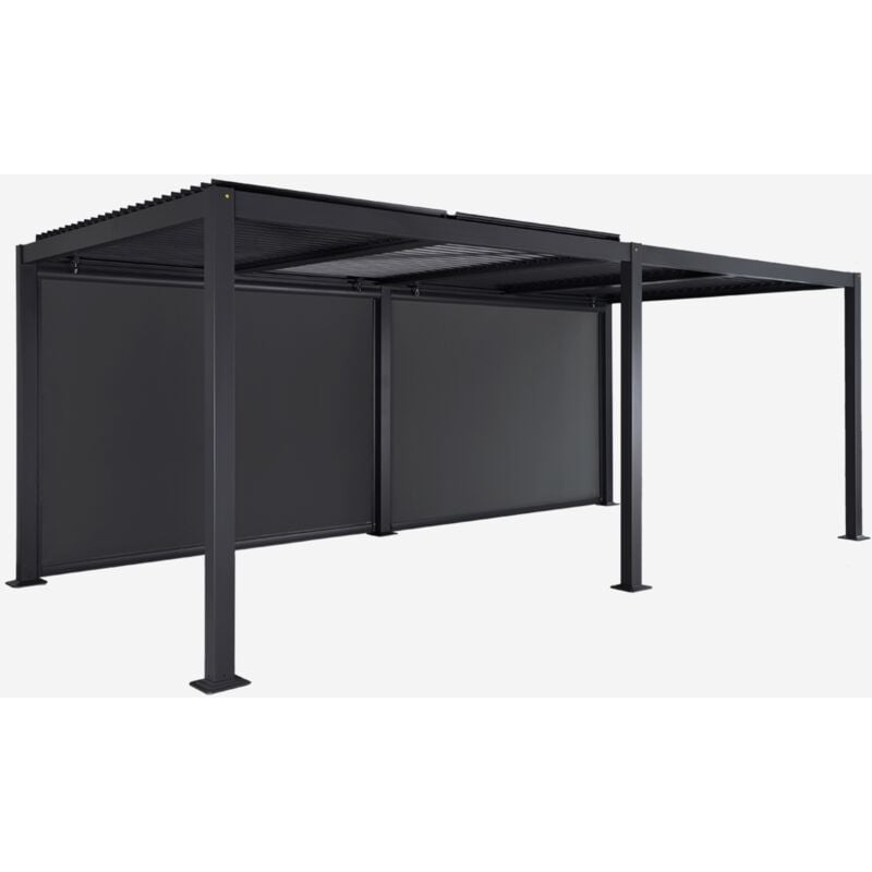 foto del prodotto sweeek pergola bioclimatica in alluminio e acciaio 3x6m 2 tende 3m
