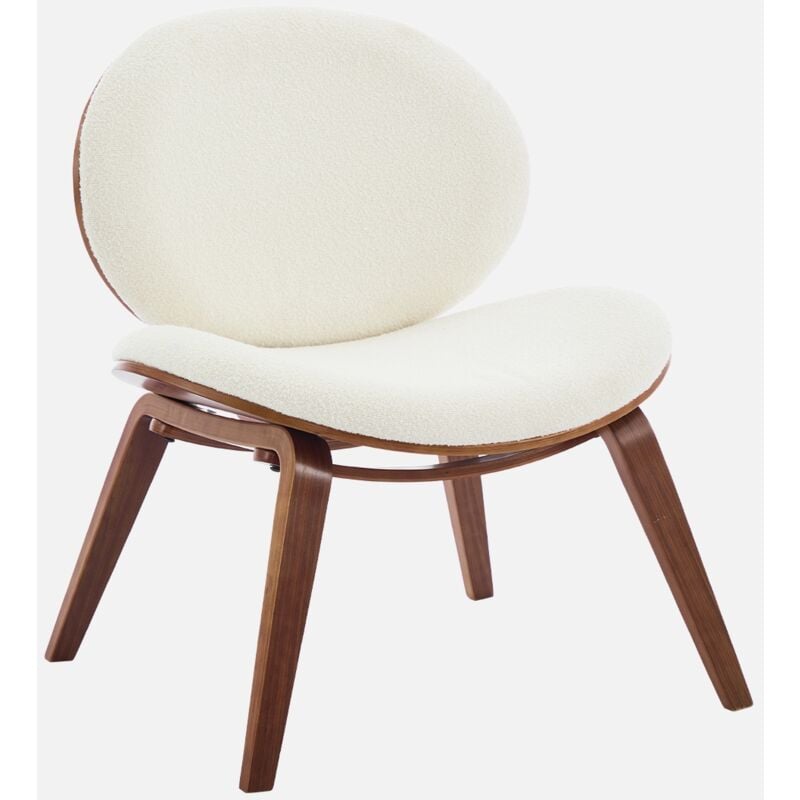 foto del prodotto sweeek poltrona con finiture effetto legno curvato e tessuto boucl 