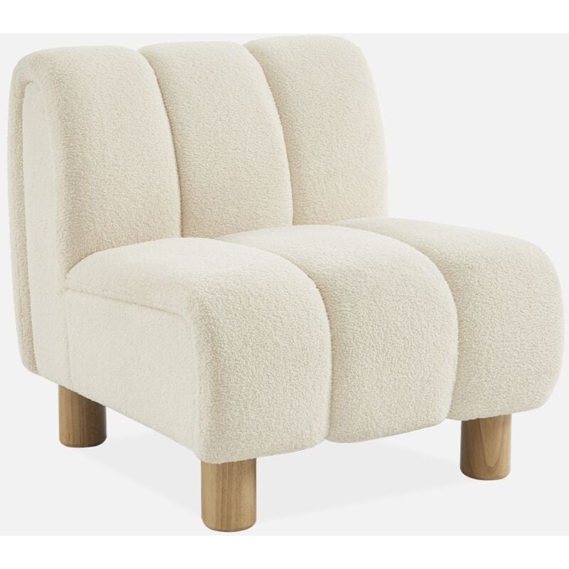 foto del prodotto sweeek poltrona relax con gambe rotonde in legno e tessuto boucl 