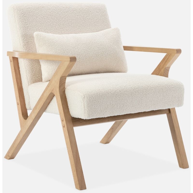 foto del prodotto sweeek poltrona scandinava in legno di hevea e boucl 