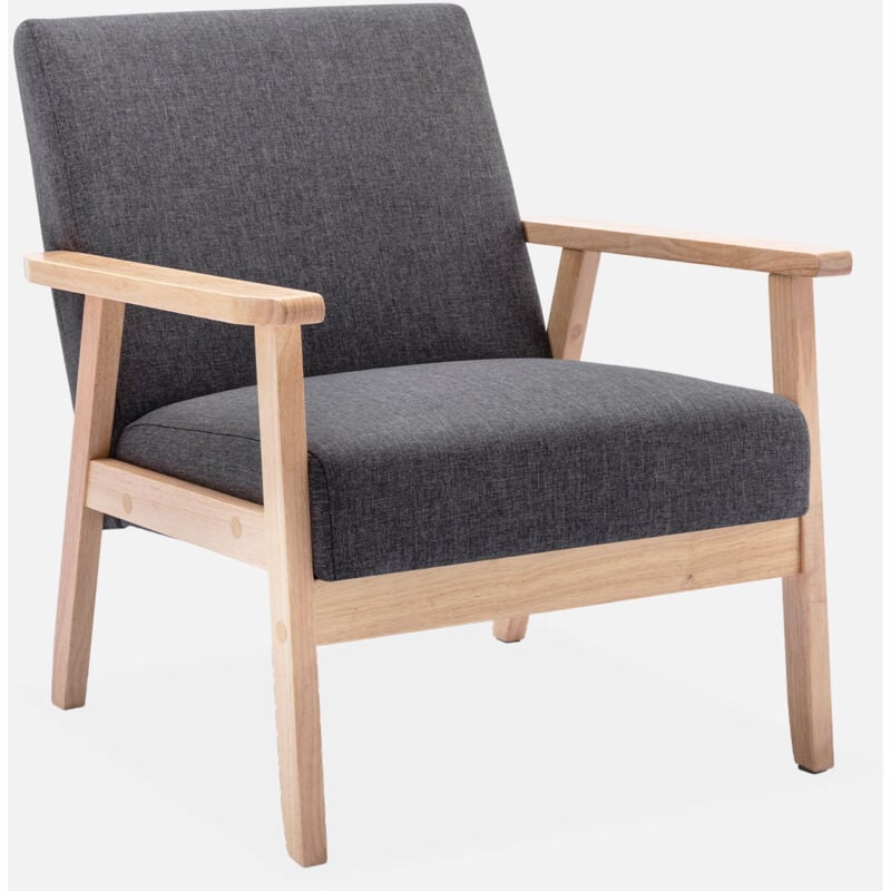 foto del prodotto sweeek poltrona scandinava in legno e tessuto
