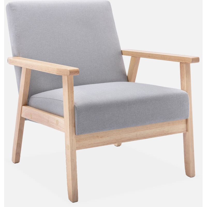 foto del prodotto sweeek poltrona scandinava in legno e tessuto