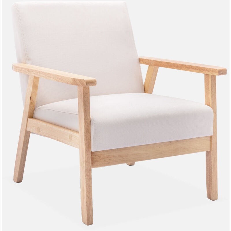 foto del prodotto sweeek poltrona scandinava in legno e tessuto