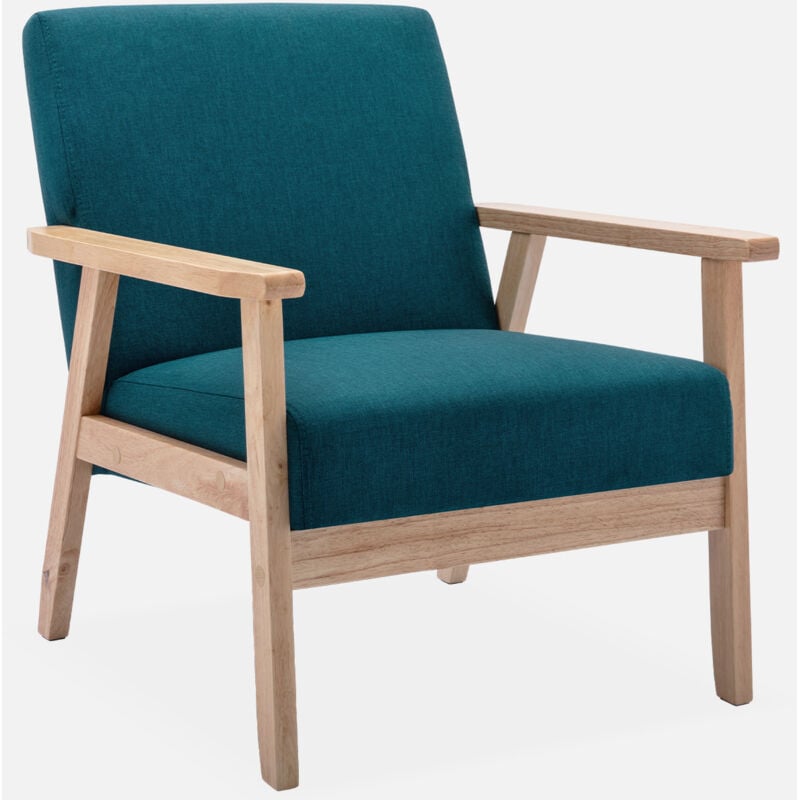 foto del prodotto sweeek poltrona scandinava in legno e tessuto