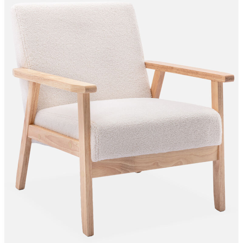 foto del prodotto sweeek - poltrona scandinava in legno e tessuto boucl