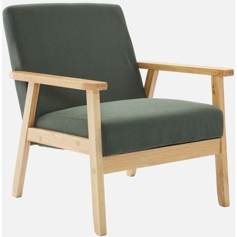 foto del prodotto sweeek poltrona scandinava in legno e velluto a coste