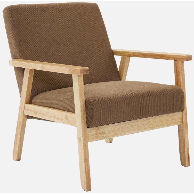 foto del prodotto sweeek poltrona scandinava in legno e velluto a coste