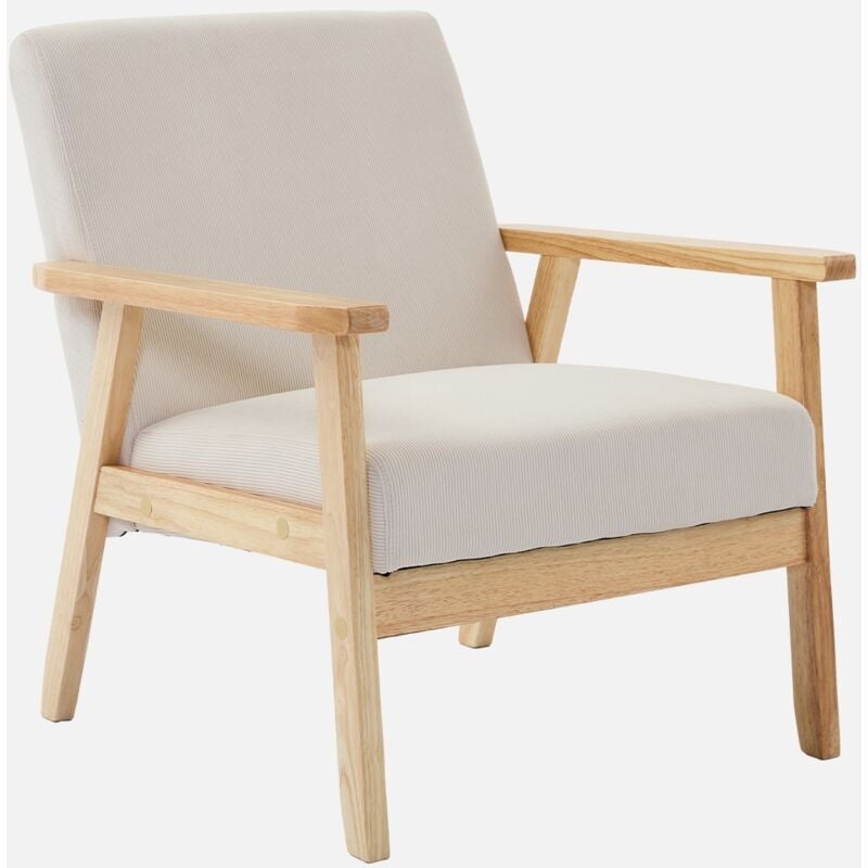 foto del prodotto sweeek poltrona scandinava in legno e velluto a coste