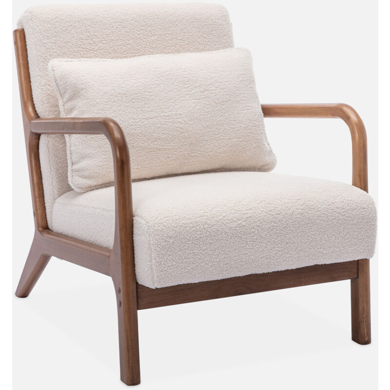 foto del prodotto sweeek - poltrona scandinava in tessuto riccio e legno di gomma