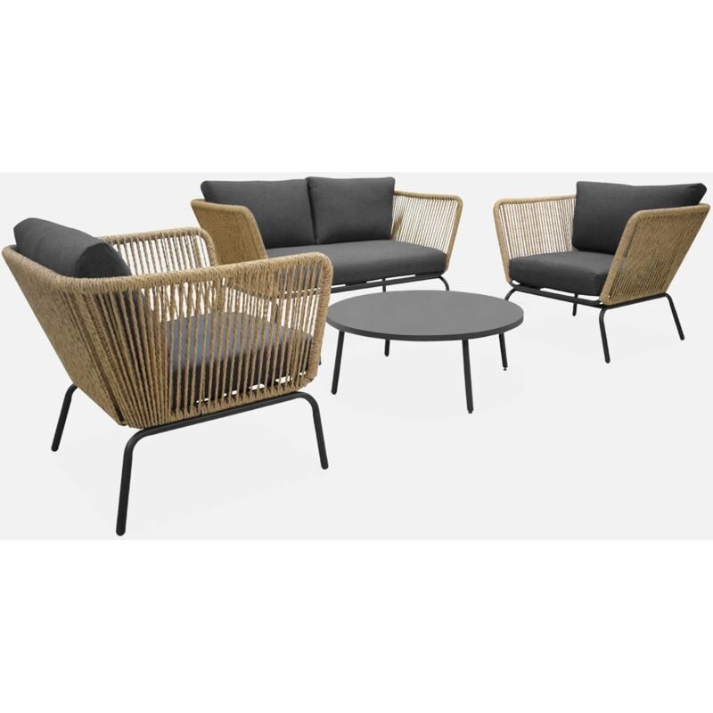 foto del prodotto sweeek salotto da giardino in resina intrecciata effetto rattan, 4 posti