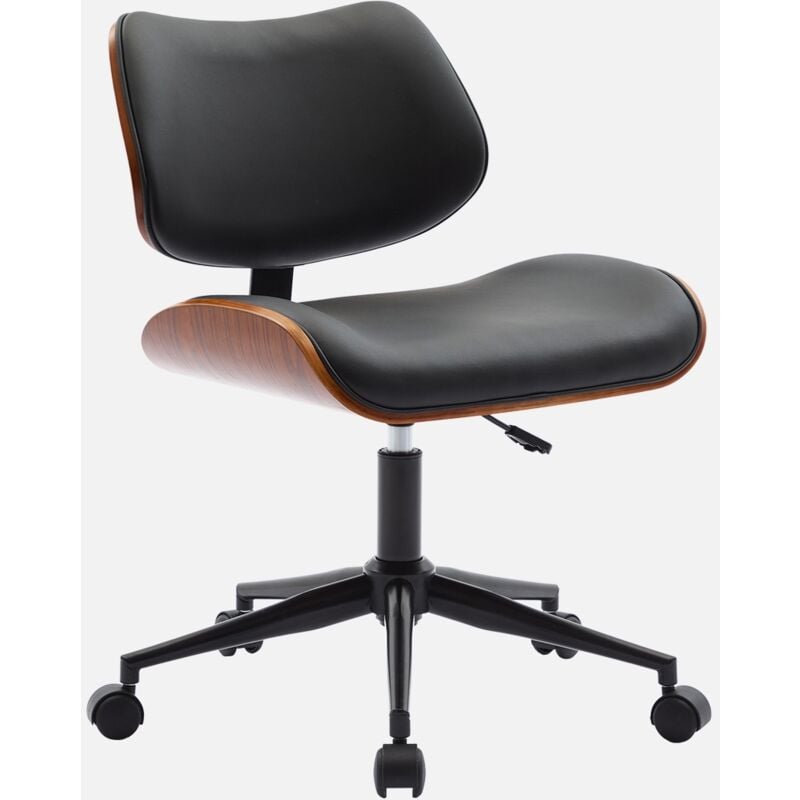 foto del prodotto sweeek sedia da ufficio con rotelle, effetto legno curvato e similpelle