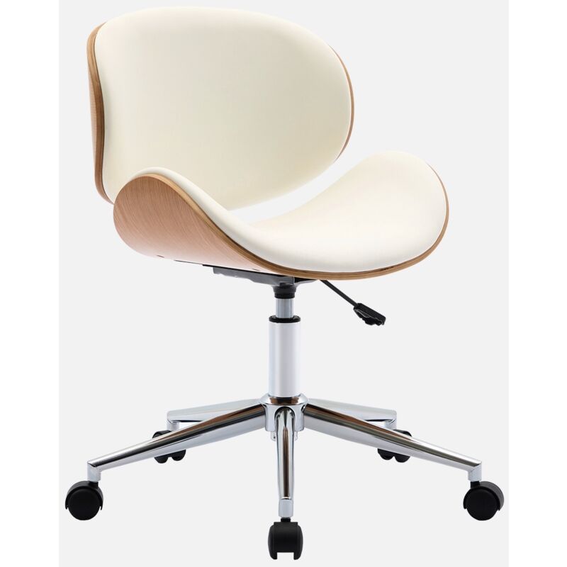 foto del prodotto sweeek sedia da ufficio con rotelle, effetto legno curvato e similpelle
