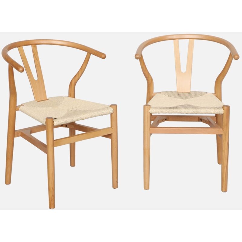 foto del prodotto sweeek sedia in legno con seduta in corda, set di 2