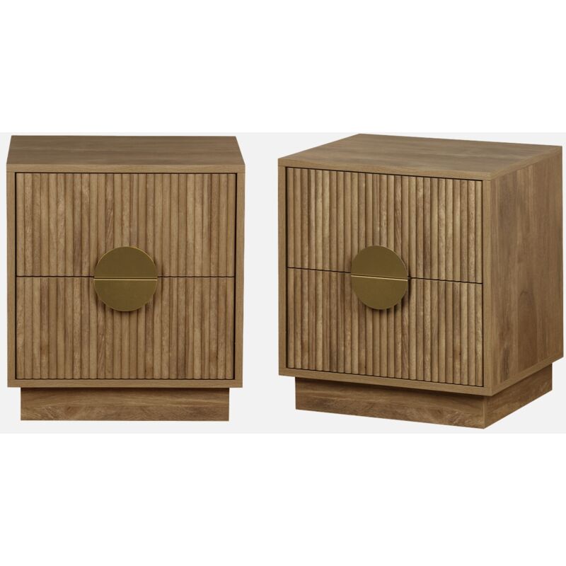 foto del prodotto sweeek set di 2 comodini a 2 cassetti effetto mango scanalato