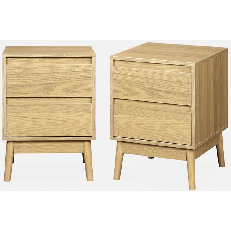 foto del prodotto sweeek set di 2 comodini effetto legno con due cassetti