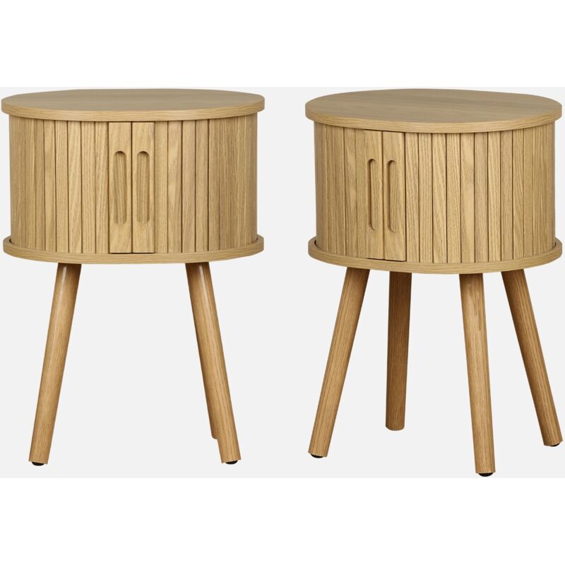 foto del prodotto sweeek set di 2 comodini scandinavi decorazione legno 2 porte scorrevoli