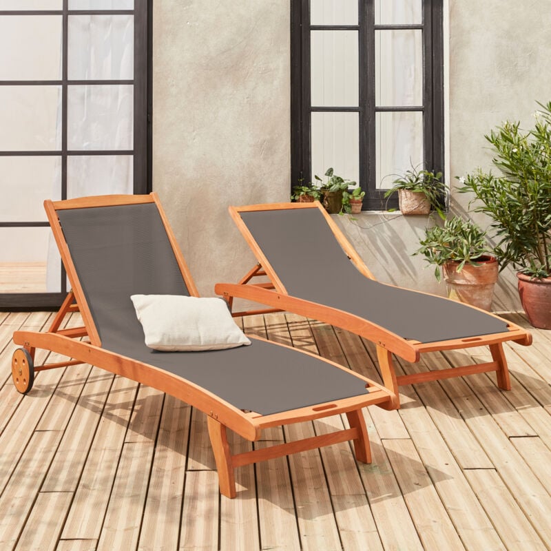 foto del prodotto sweeek set di 2 lettini multiposizione in legno con rotelle