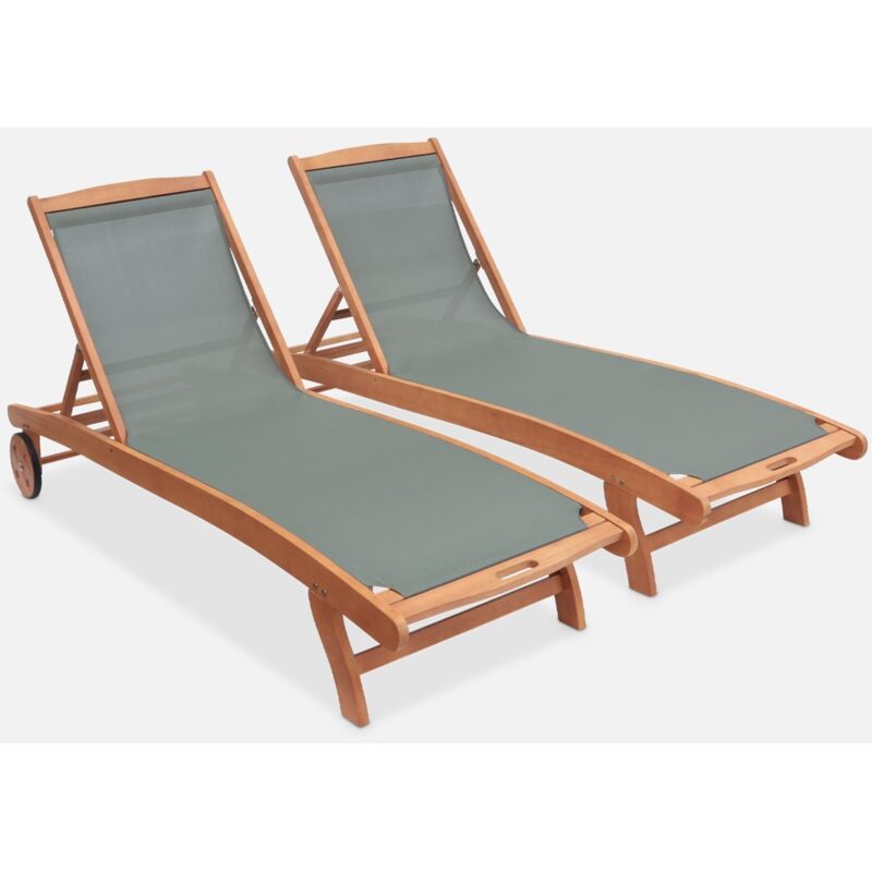 foto del prodotto sweeek set di 2 lettini multiposizione in legno con rotelle
