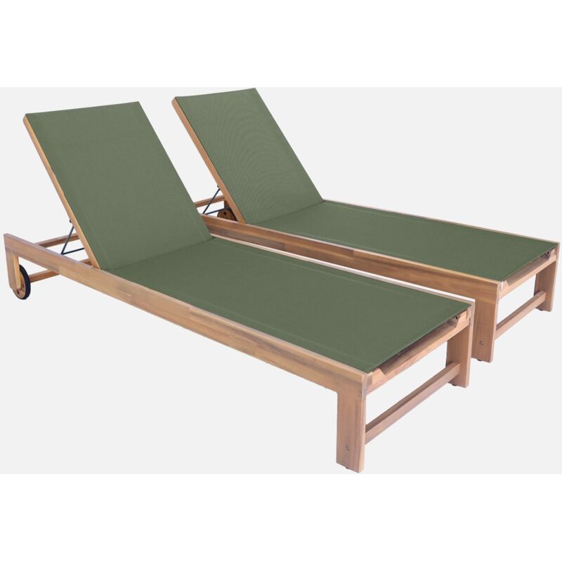 foto del prodotto sweeek set di 2 lettini prendisole in legno multiposizione