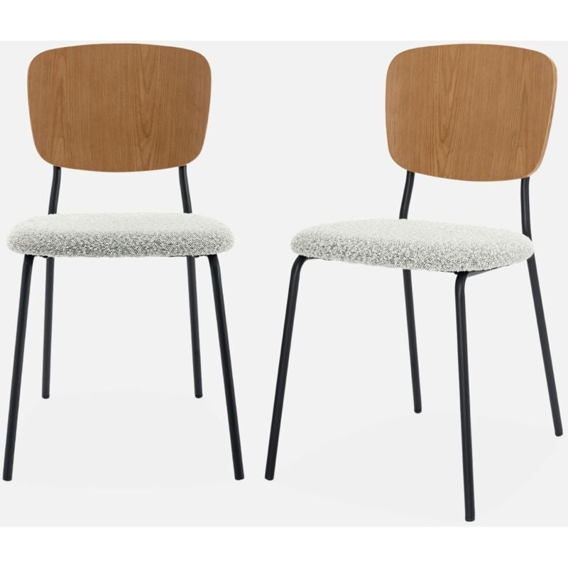 foto del prodotto sweeek set di 2 sedie boucl struttura in legno con gambe in metallo