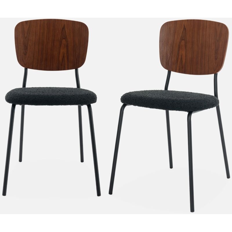 foto del prodotto sweeek set di 2 sedie boucl struttura in legno con gambe in metallo