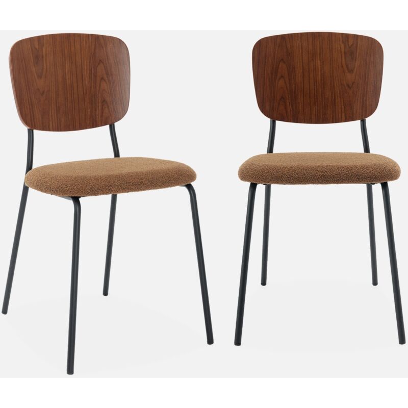 foto del prodotto sweeek set di 2 sedie boucl struttura in legno con gambe in metallo