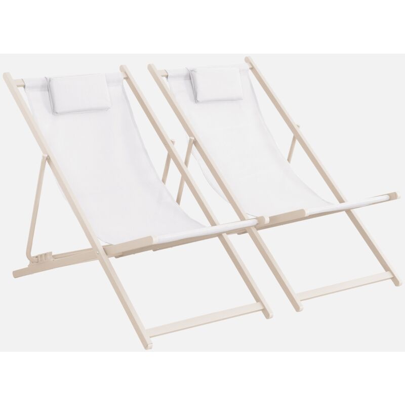 foto del prodotto sweeek set di 2 sedie da giardino in acciaio pieghevole multi posizioni con cuscino