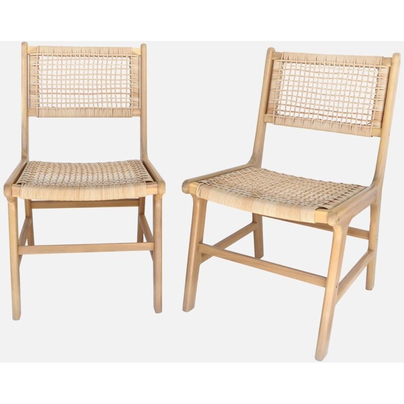 foto del prodotto sweeek set di 2 sedie da giardino in canna e legno