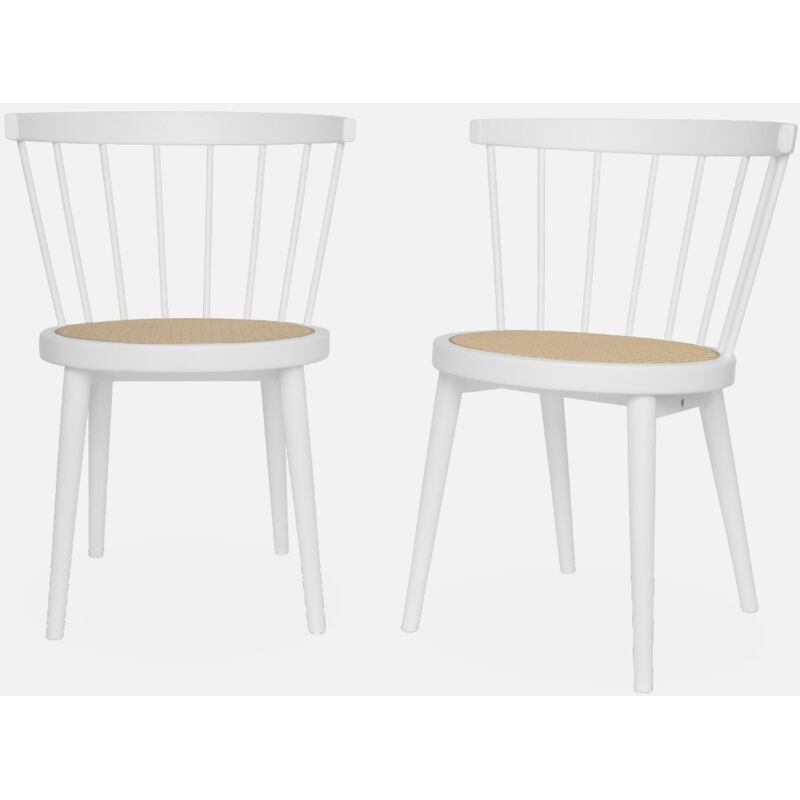 foto del prodotto sweeek set di 2 sedie in legno e rattan intrecciato, stile vimini