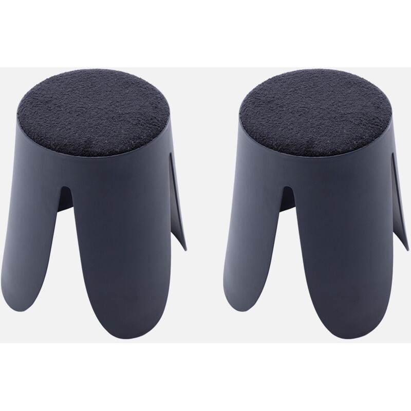 foto del prodotto sweeek - set di 2 sgabelli impilabili in materiale boucl