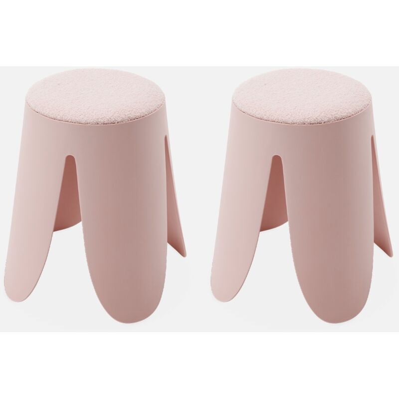 foto del prodotto sweeek set di 2 sgabelli impilabili in materiale boucl 