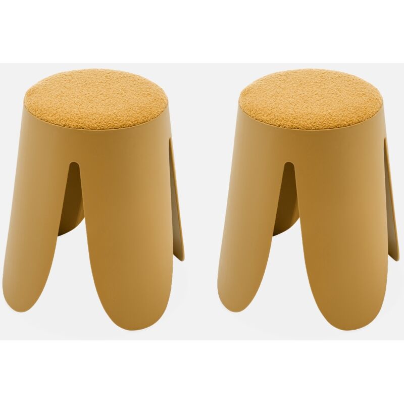foto del prodotto sweeek - set di 2 sgabelli impilabili in materiale boucl