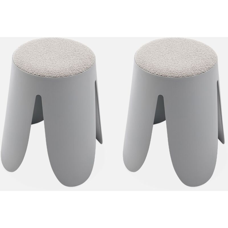 foto del prodotto sweeek - set di 2 sgabelli impilabili in materiale boucl