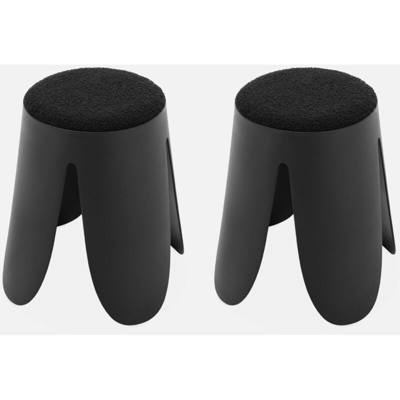 foto del prodotto sweeek set di 2 sgabelli impilabili in materiale boucl 